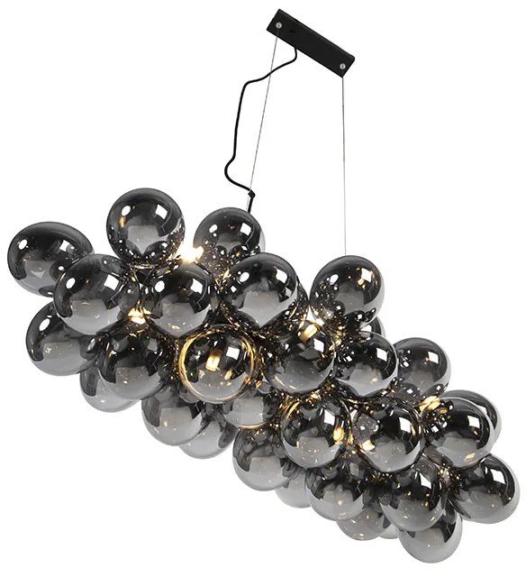 Candeeiro de suspensão design preto com vidro fumê 8-luzes - Uvas Art Deco,Design