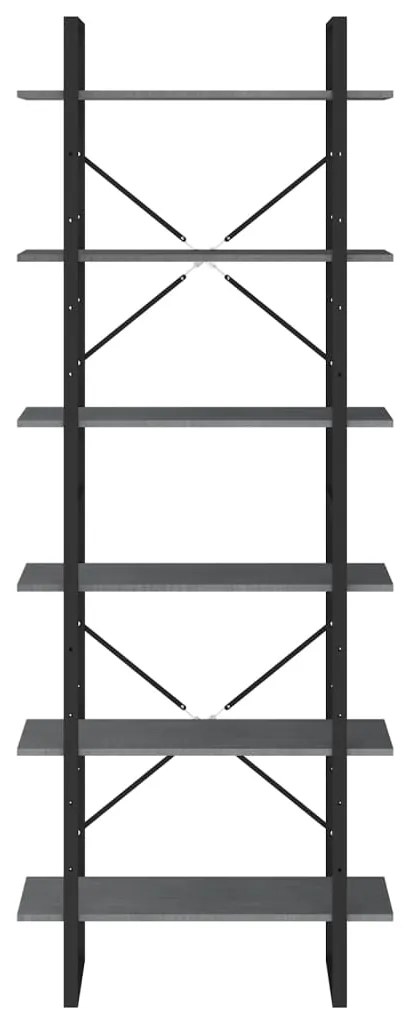 Estante alta 80x30x210 cm madeira de pinho maciça cinzento