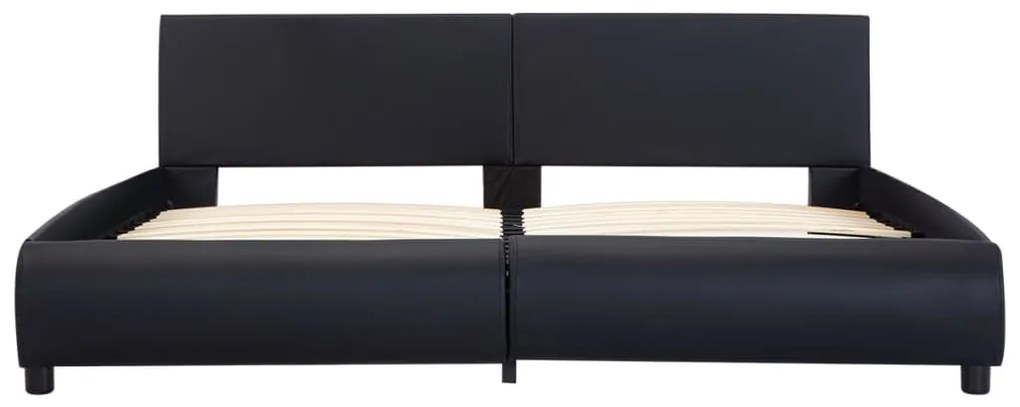 Estrutura de cama c/ LED 180x200 cm couro artificial preto