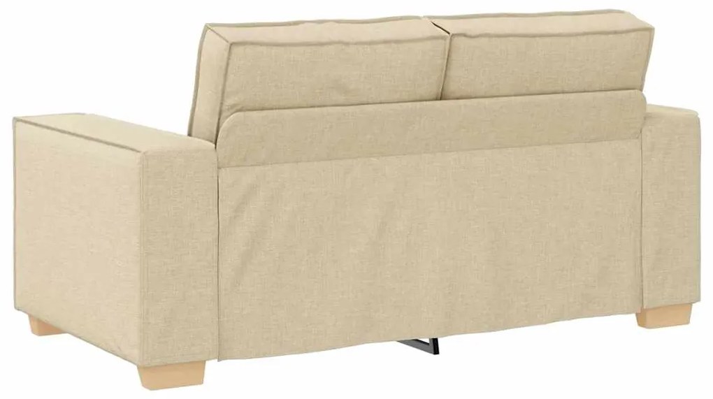 Conjunto de Sofá 3 Peças com Almofadas em Tecido Creme