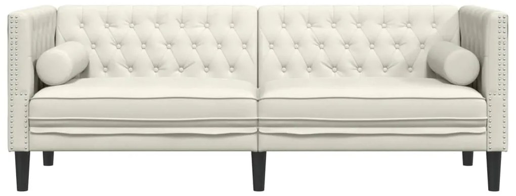 Sofá chesterfield com rolos 3 lugares veludo rosa
