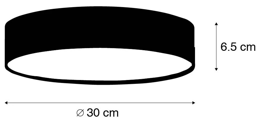 Plafon Inteligente Preto 30cm incl. LED RGB com Controlo Remoto - Taiko Moderno