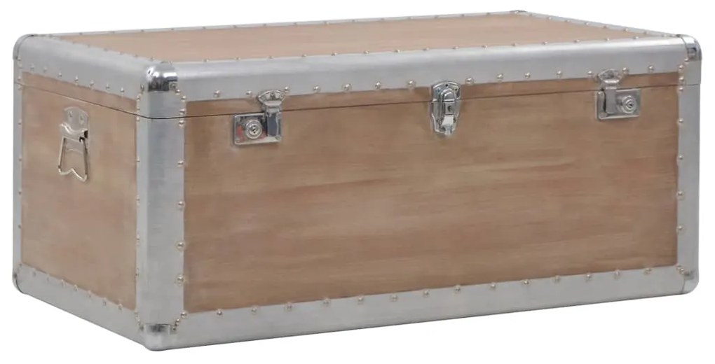 Caixa de arrumação madeira de abeto maciça 91x52x40 cm castanho