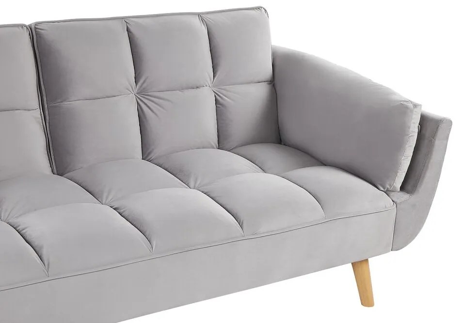 Sofá-cama em veludo cinzento claro ASBY Beliani