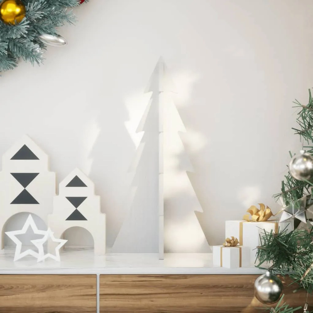 vidaXL Árvore Natal decorativa 59,5 cm madeira de pinho maciça branco