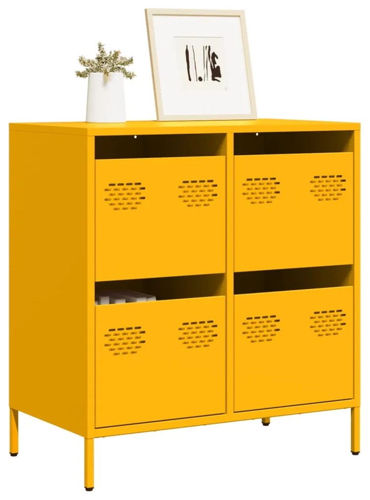 vidaXL Aparador 68x39x73,5 cm aço laminado a frio amarelo mostarda