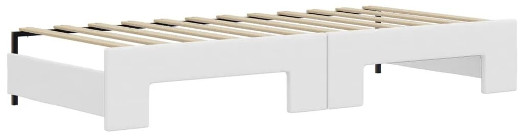 Sofá-cama com gavetão 90x200 cm couro artificial branco