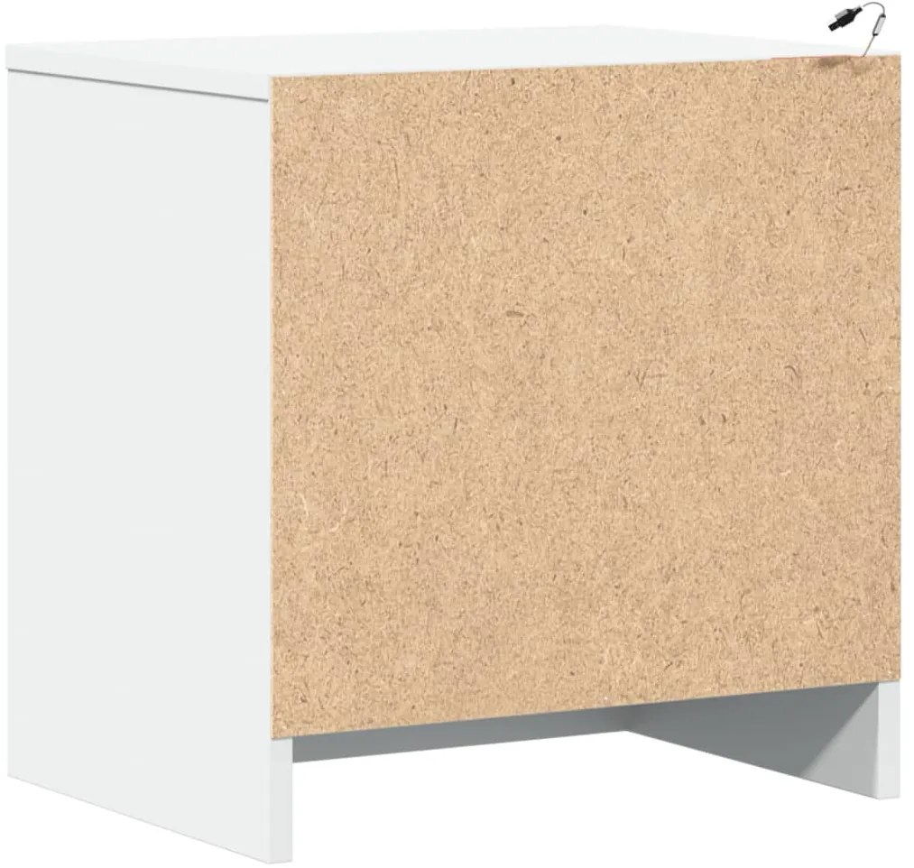 Mesa de cabeceira com luzes LED derivados de madeira branco