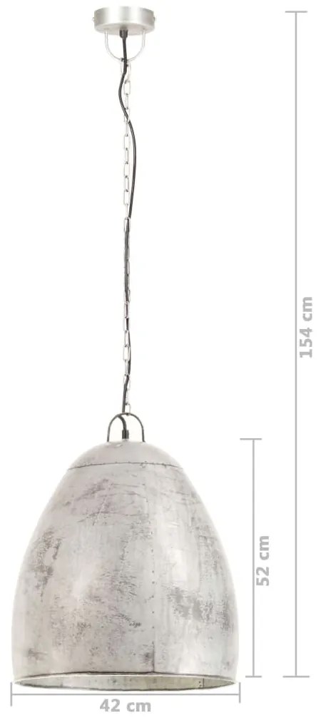 Candeeiro suspenso industrial redondo 25 W 42 cm E27 prateado