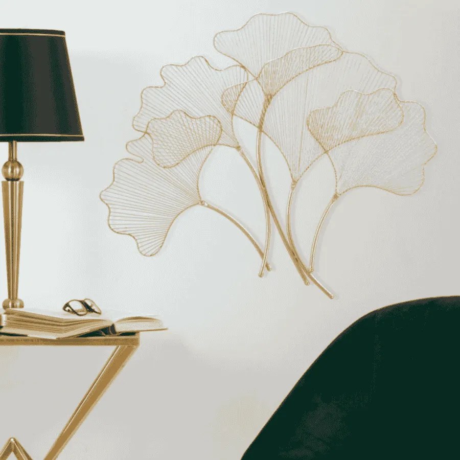 PAINEL DE FERRO 3D GLAM LEAF CM 79X5X68 DOURADO