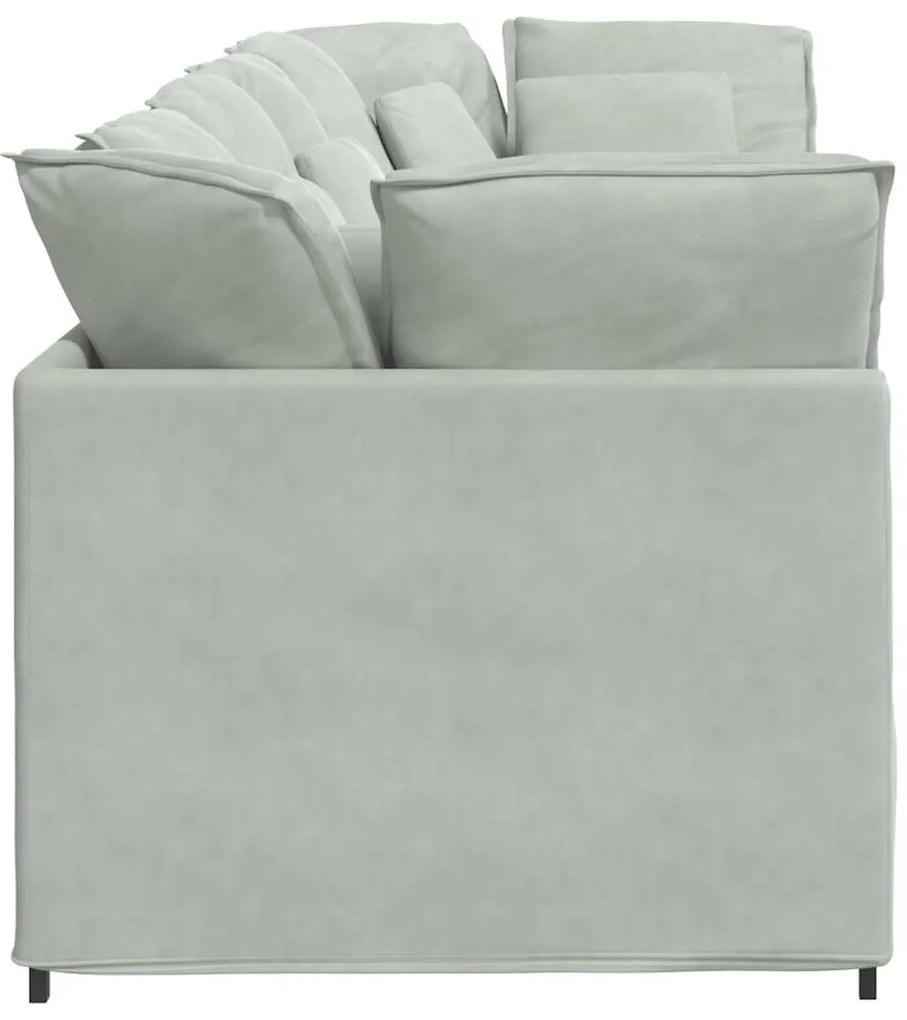 Sofá modular com almofadas veludo cinzento-claro