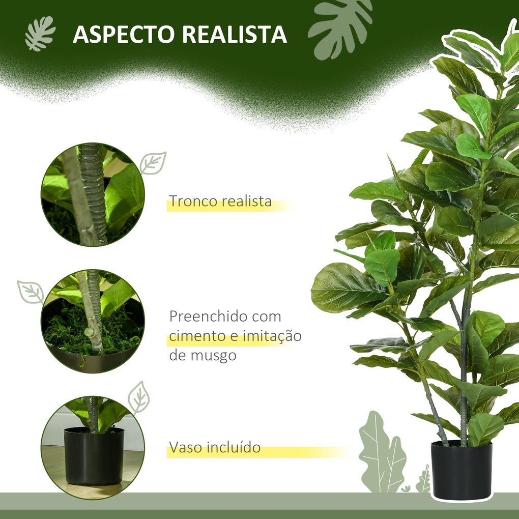 HOMCOM Planta Artificial Ficus 110 cm Planta Artificial com 90 Folhas