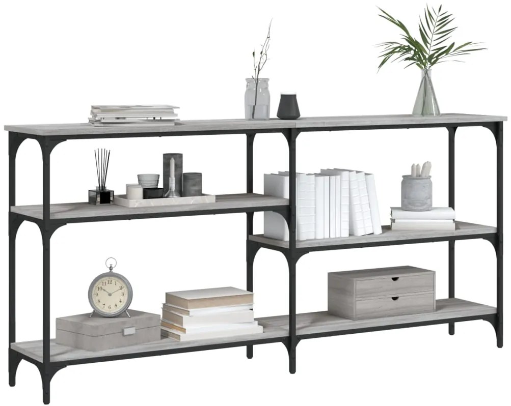 Mesa consola 160x29x75 cm derivados de madeira cinzento sonoma