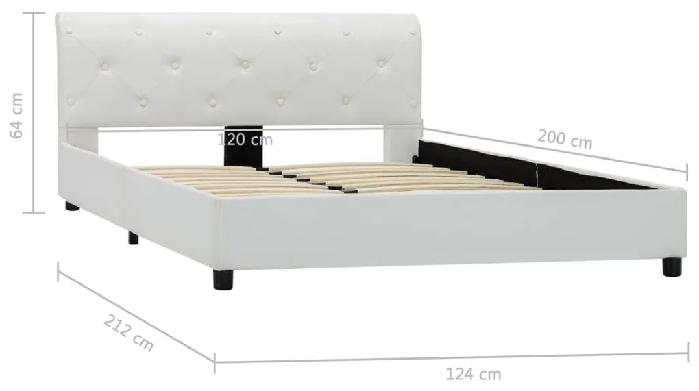 Estrutura de cama 120x200 cm couro artificial branco