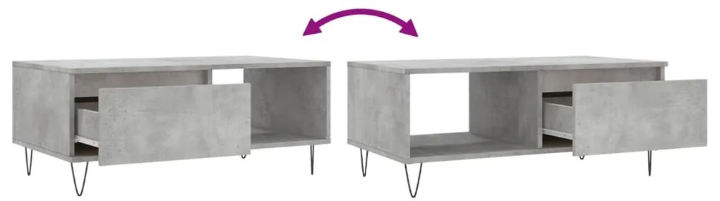 Mesa de centro 90x50x36,5 cm derivados madeira cinzento cimento