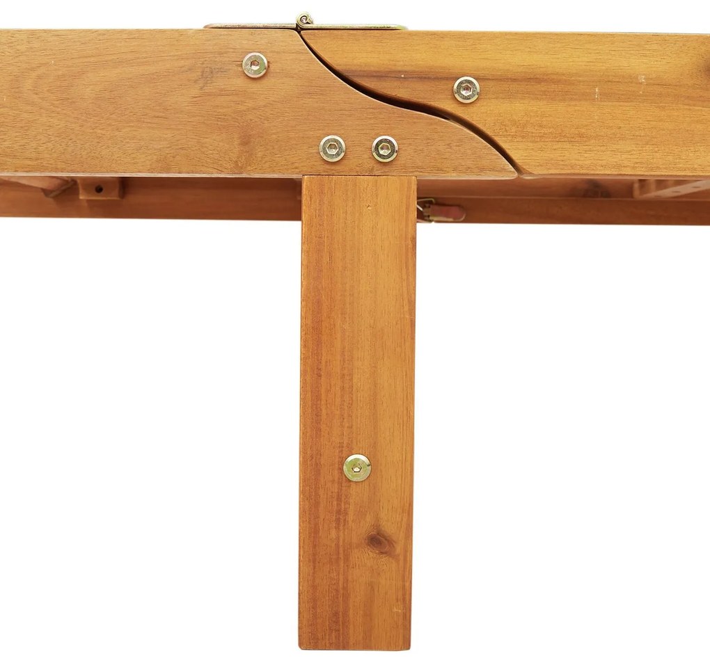 Chaise-longue dupla vidaXL com rodas e almofada de madeira maciça de a