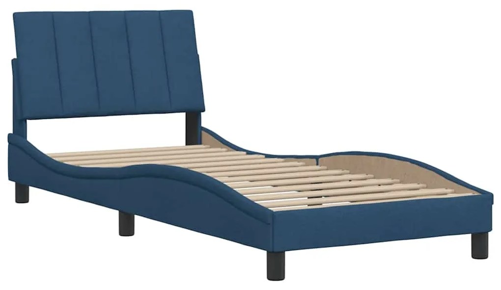 Estrutura de cama sem colchão 90x190 cm tecido azul
