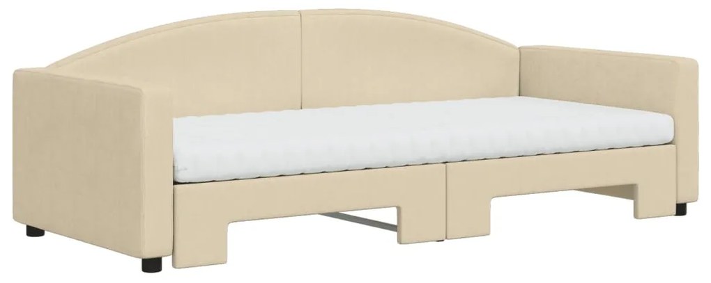 Sofá-cama c/ gavetão e colchões 90x200 cm tecido cor creme