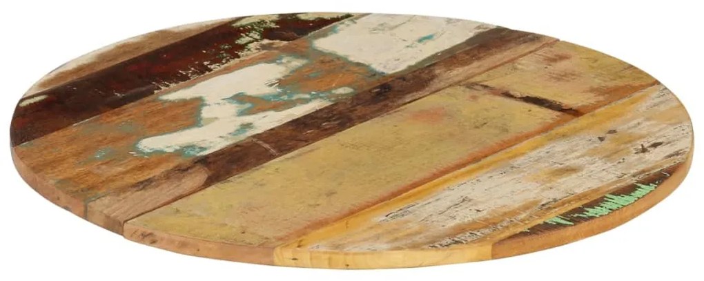 Tampo de mesa redondo 60 cm 15-16 mm madeira recuperada maciça