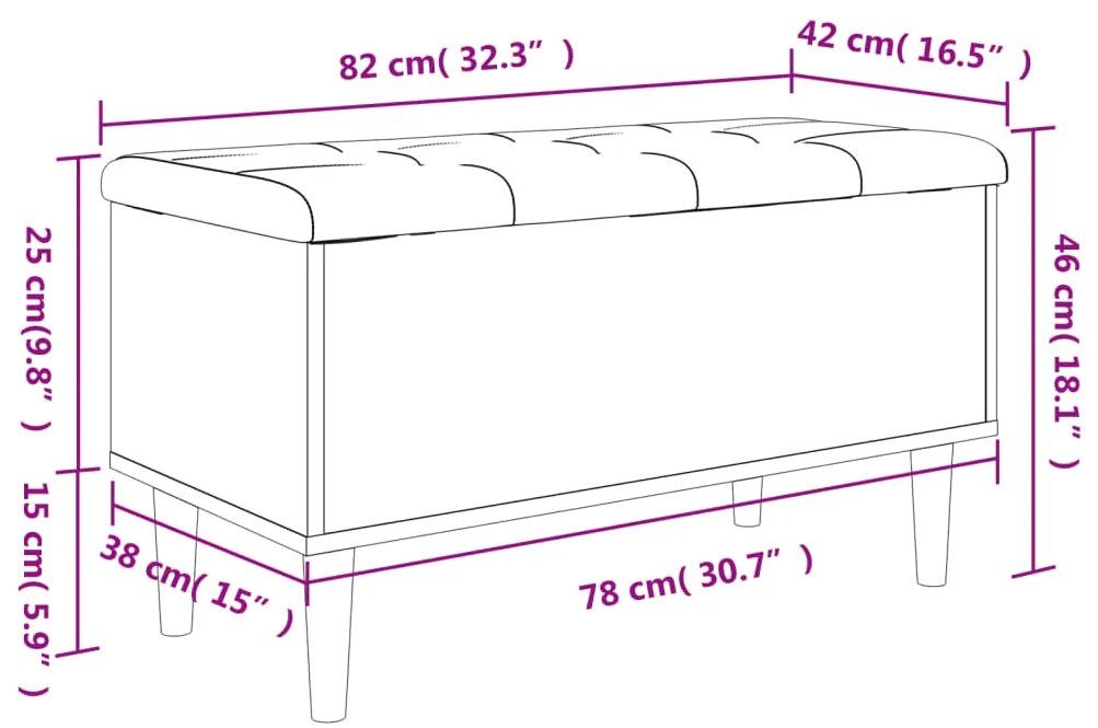 Banco de arrumação 82x42x46cm derivados madeira cinza cimento