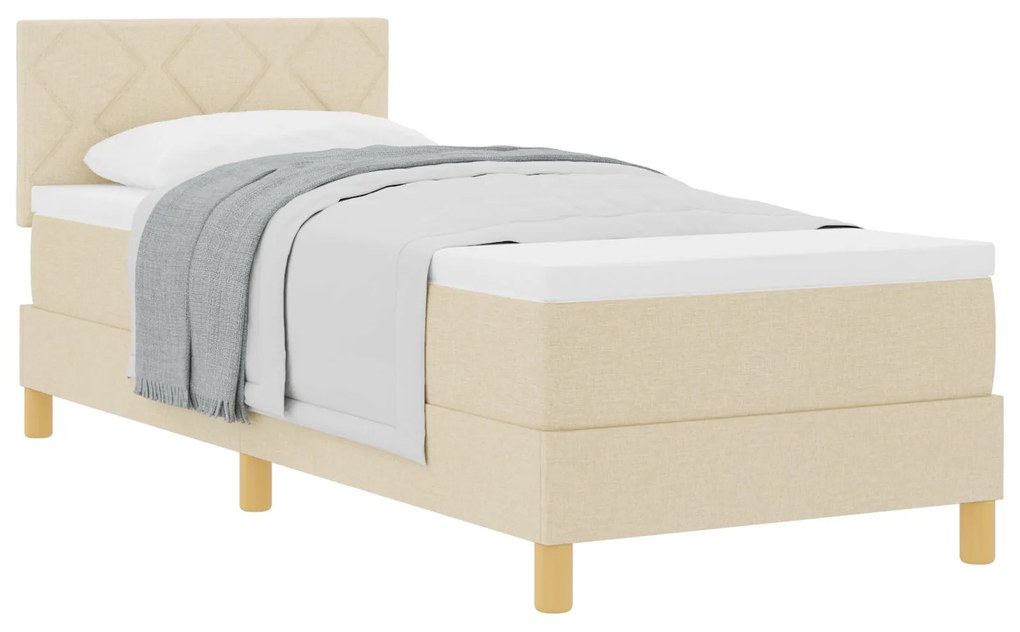 Cama Box Spring com Colchão Creme 80x200 cm Tecido