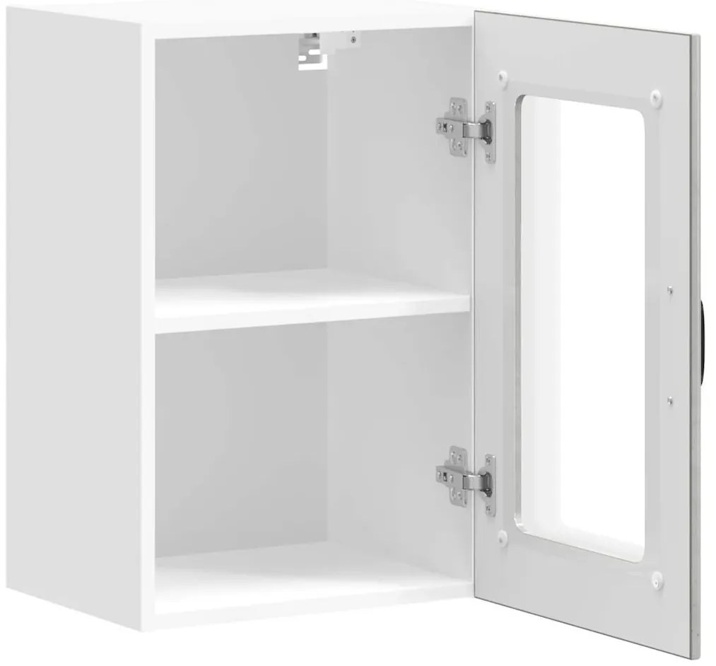 Armário de parede de cozinha porta vidro Lucca cinzento cimento