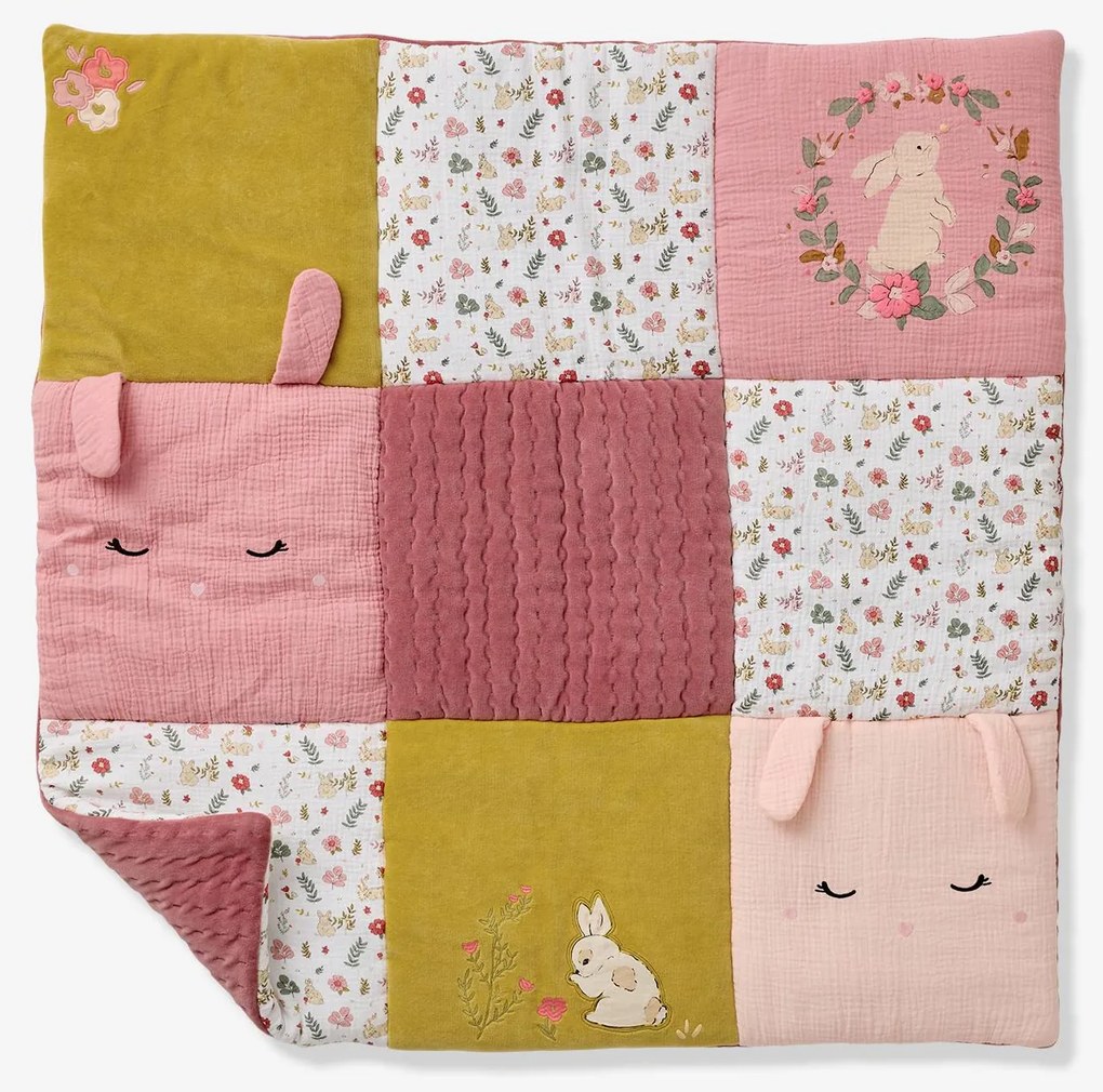 Tapete de chão / fundo de parque em patchwork Lapin enchanté rosa-velho
