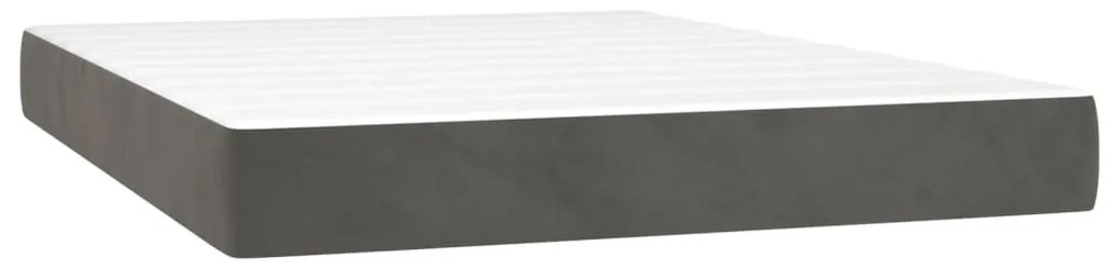 Cama box spring c/ colchão/LED 140x200cm veludo cinzento-escuro