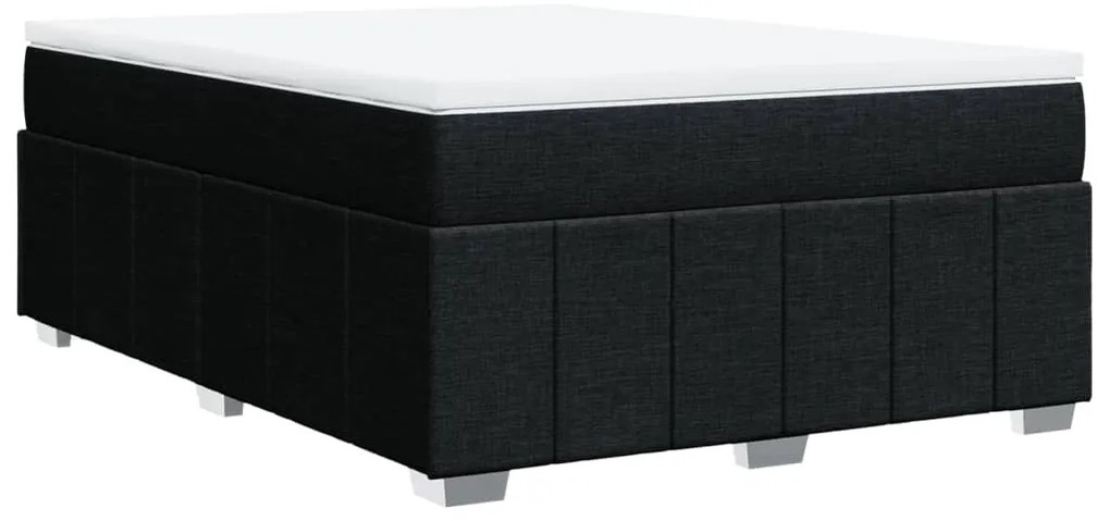 Cama com molas/colchão 140x200 cm tecido preto