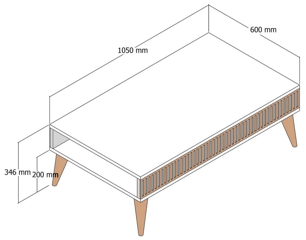 Mesa de Centro Milan – Nogueira e Antracite – 105x34,6x60 cm
