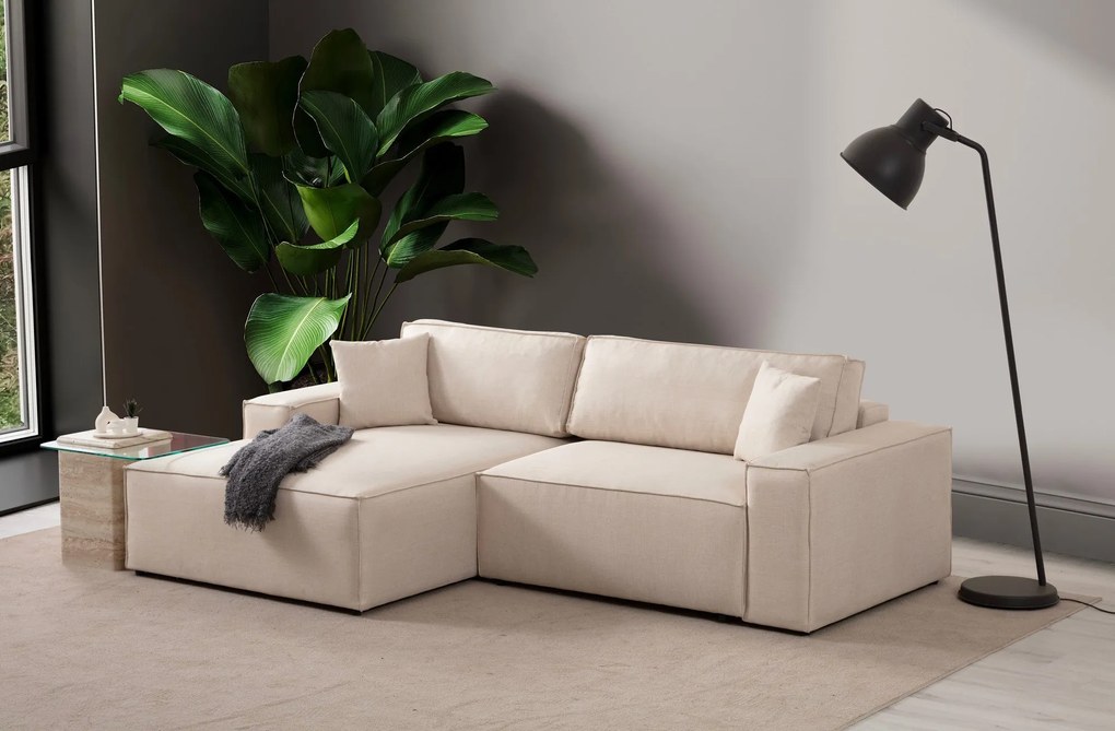 Sofá-Cama de Canto Pırlo – Ecru – 260x78x170 cm