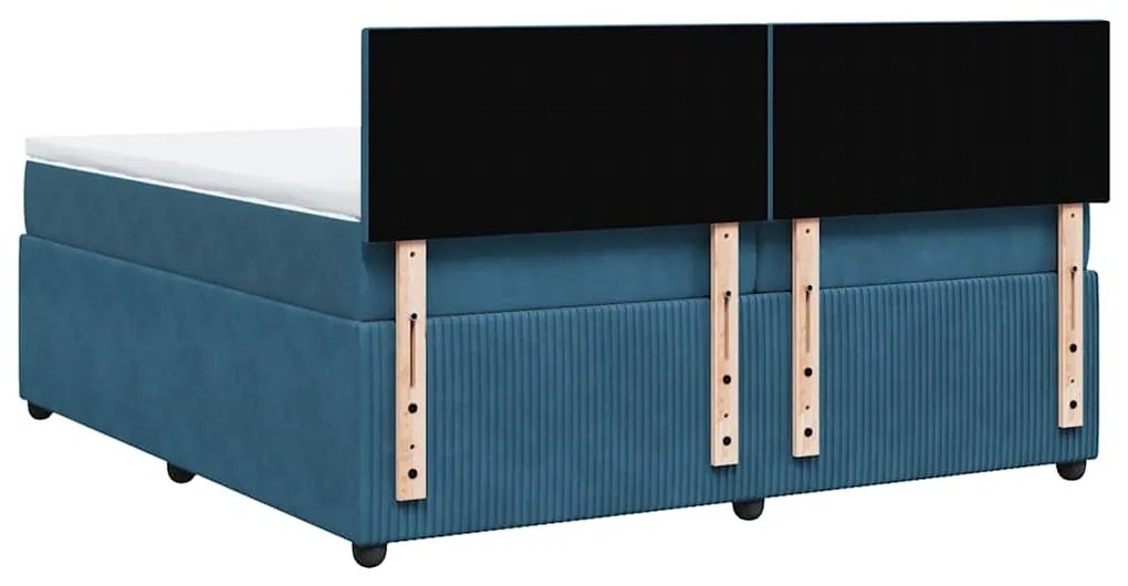 Cama com molas/colchão 200x200 cm veludo azul