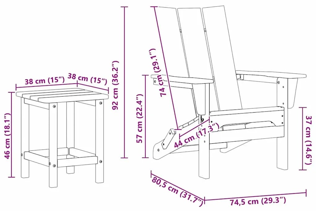 Conjunto de Lounge para Jardim vidaXL 3 Peças Azul-marinho HDPE