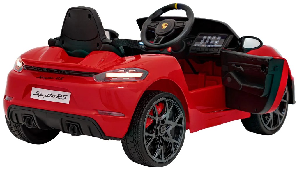 Carro elétrico para Crianças 12V Porsche Spyder RS 718 com Rodas Espuma EVA, assento couro ecológico Carga até 30 kg Pintado Vermelho