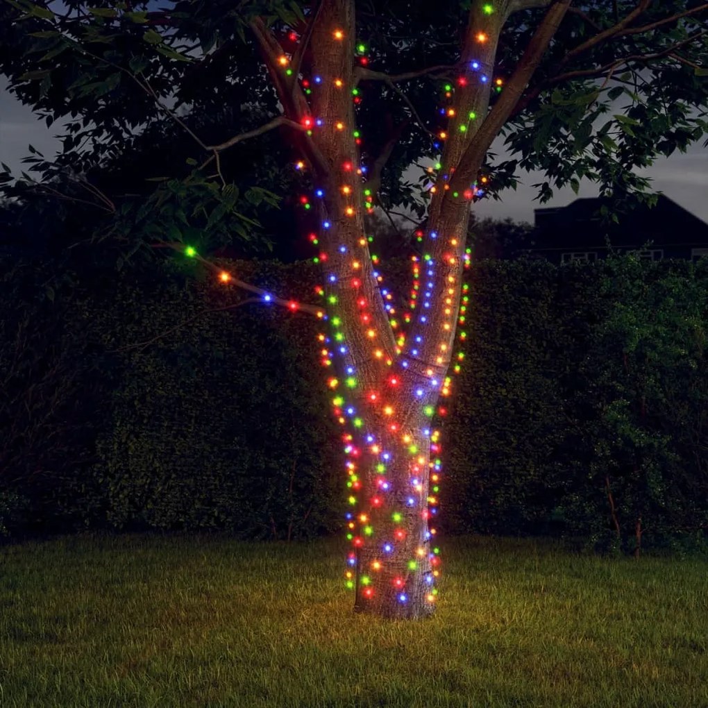 328950 vidaXL Luzes solares 2 pcs 2x200 LED p/ interior/exterior coloridas