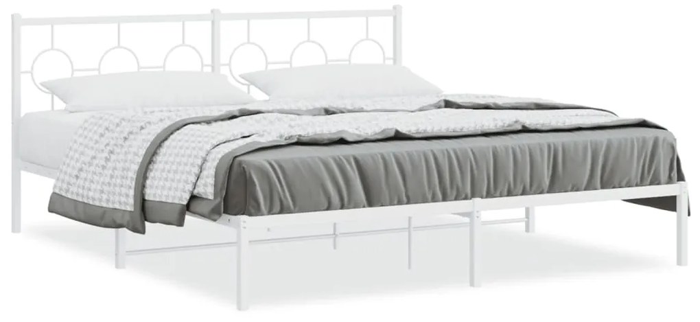 Estrutura de cama com cabeceira 180x200 cm metal branco