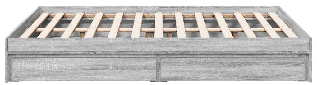 Estrutura de cama c/ gavetas derivados madeira cinza sonoma