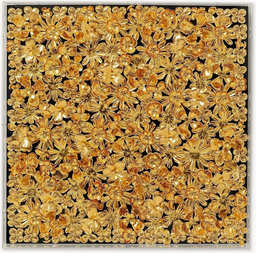 Objeto decorativo de parede artesanal Gold Flower