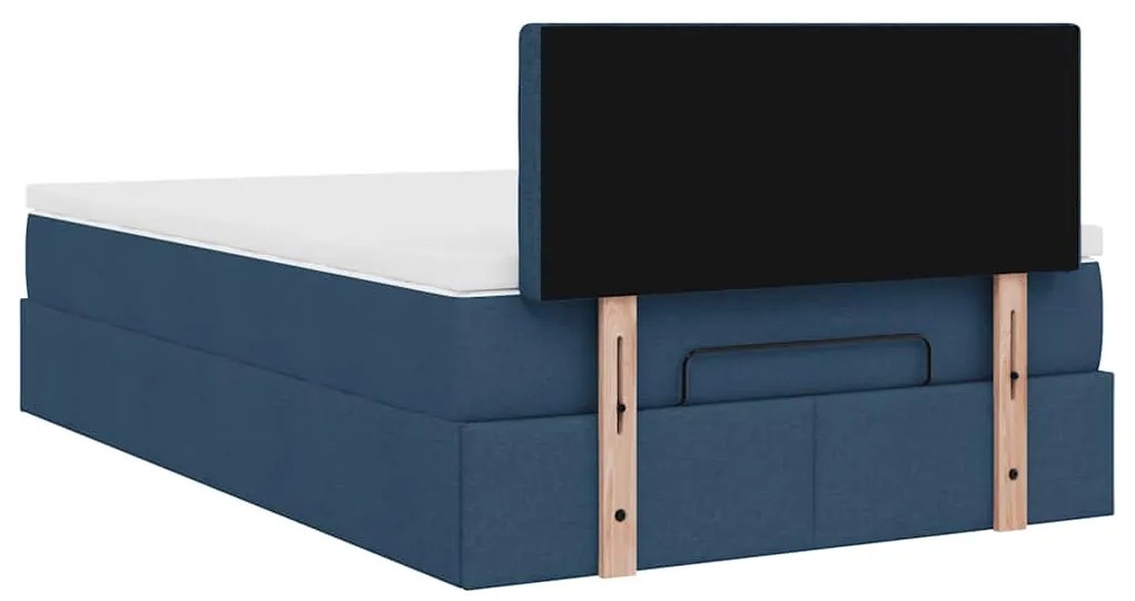 Cama otomana com colchão 120x200 cm tecido azul