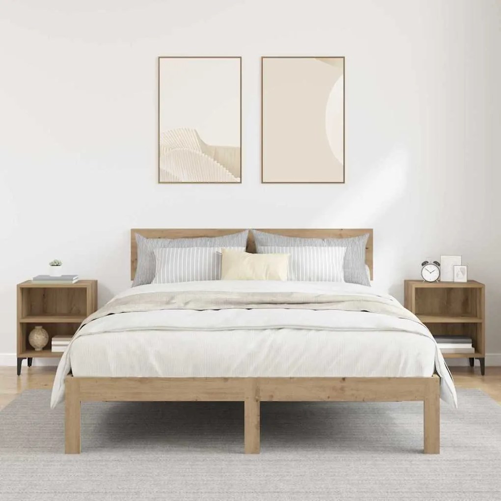 Criados-mudos 2 pcs Carvalho Artesanal 40x30x50 cm Madeira engenheirad
