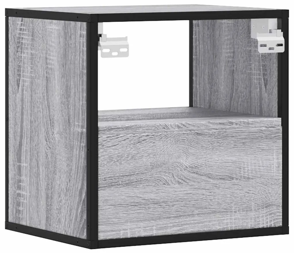 Mesas de cabeceira de parede 2 pcs 40x31x39,5cm cinzento sonoma
