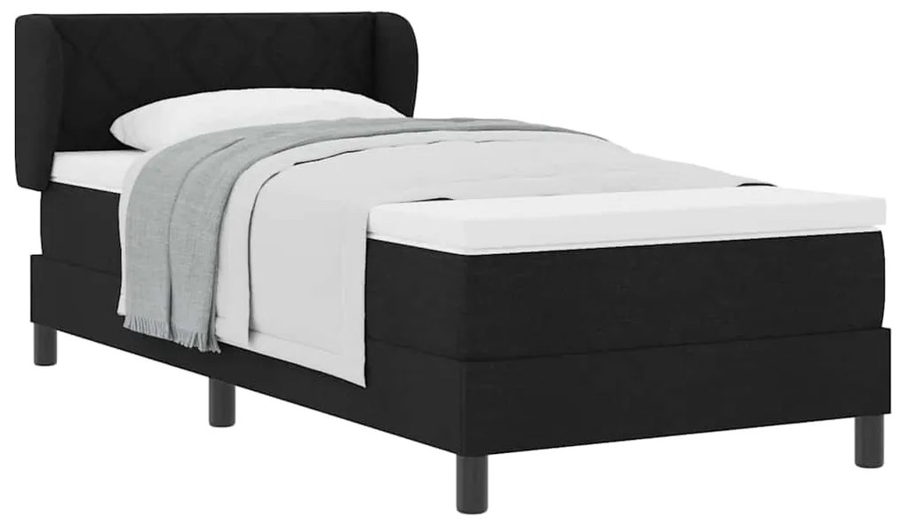 Cama Box Spring vidaXL com Colchão Preto 90x190 cm Tecido