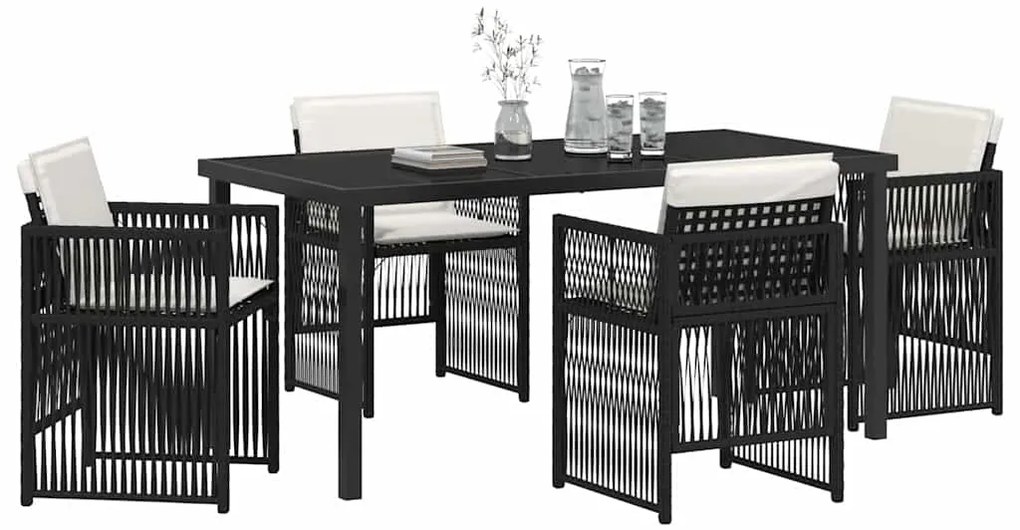 Conjunto de Jantar de Jardim com 5 Peças e Almofadas de Polirattan Pre