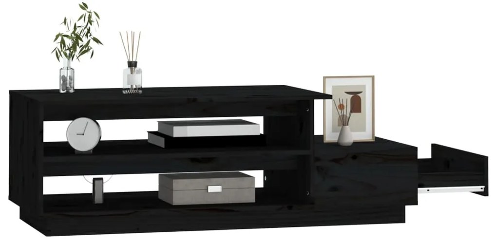 Mesa de centro 120x50x40,5 cm madeira de pinho maciça preto