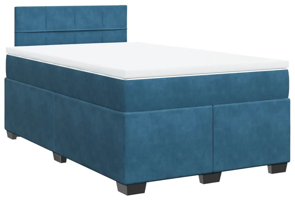 Cama boxspring com colchão 120x200 cm veludo azul