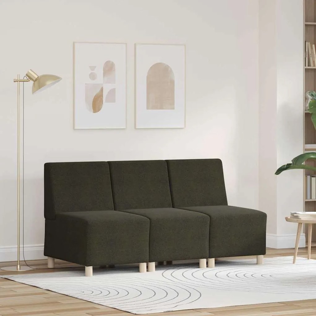 Cadeira Sofa 3 pcs Verde 55 cm Couro camurça sintético
