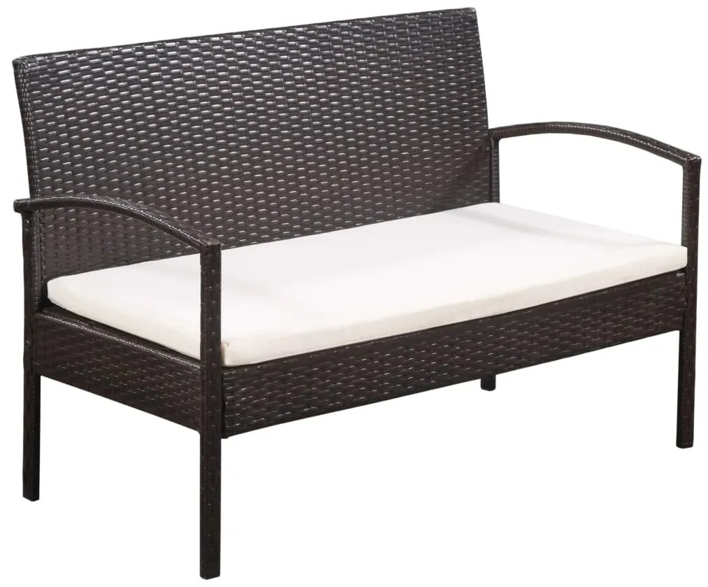 5 pcs conjunto lounge jardim c/ almofadões vime PE castanho