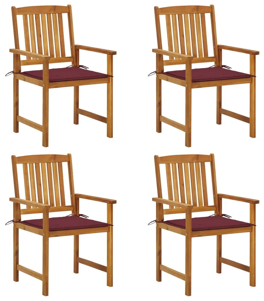vidaXL Cadeiras de jardim c/ almofadões 4 pcs madeira de acácia maciça