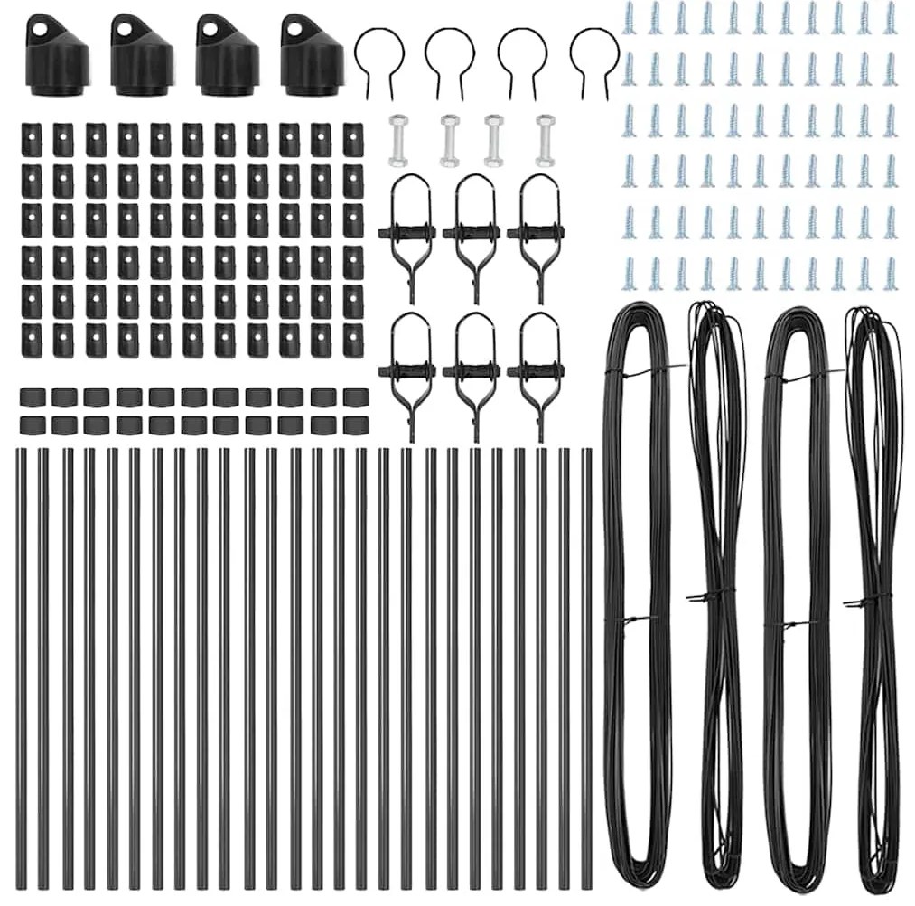 Posts de Cerca - 26 pcs cinzas Ø32 mm 80 cm em aço galvanizado