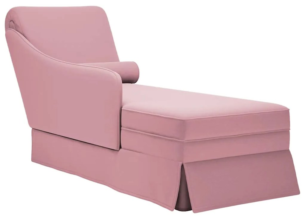 Chaise lounge c/ reforço/apoio de braços direito veludo rosa